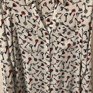 Express Portofino Black and Red Key Pattern Shirt